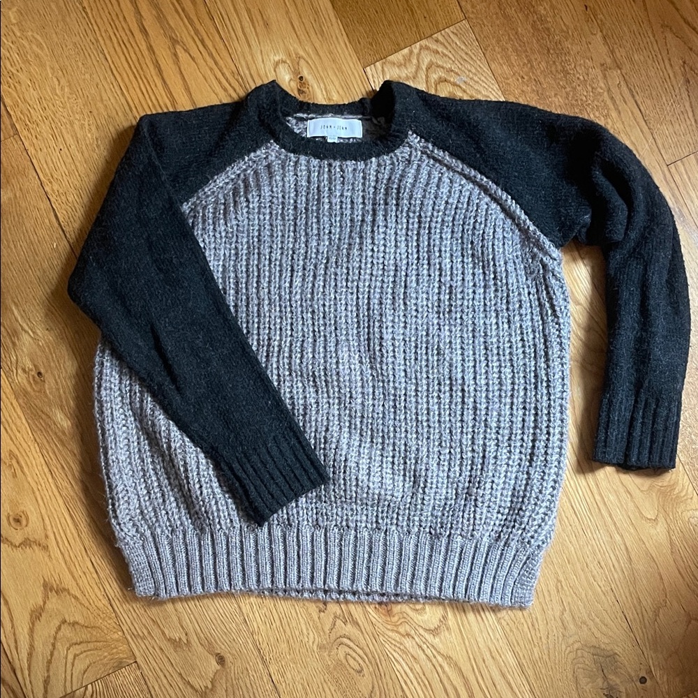 John + Jenn Gray and Black Knit Sweater